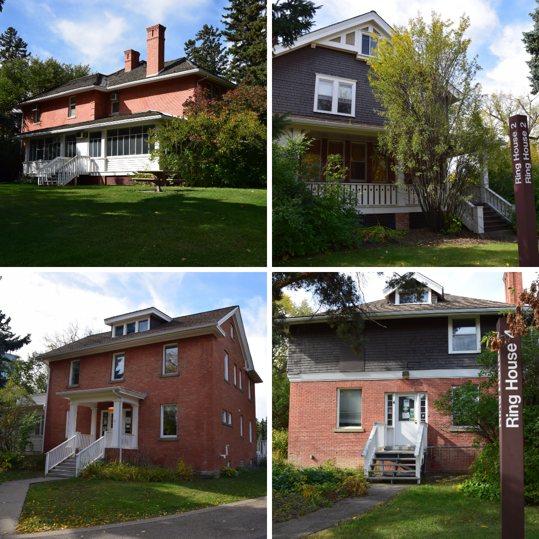 A collage of four images of each of the four ring houses. 