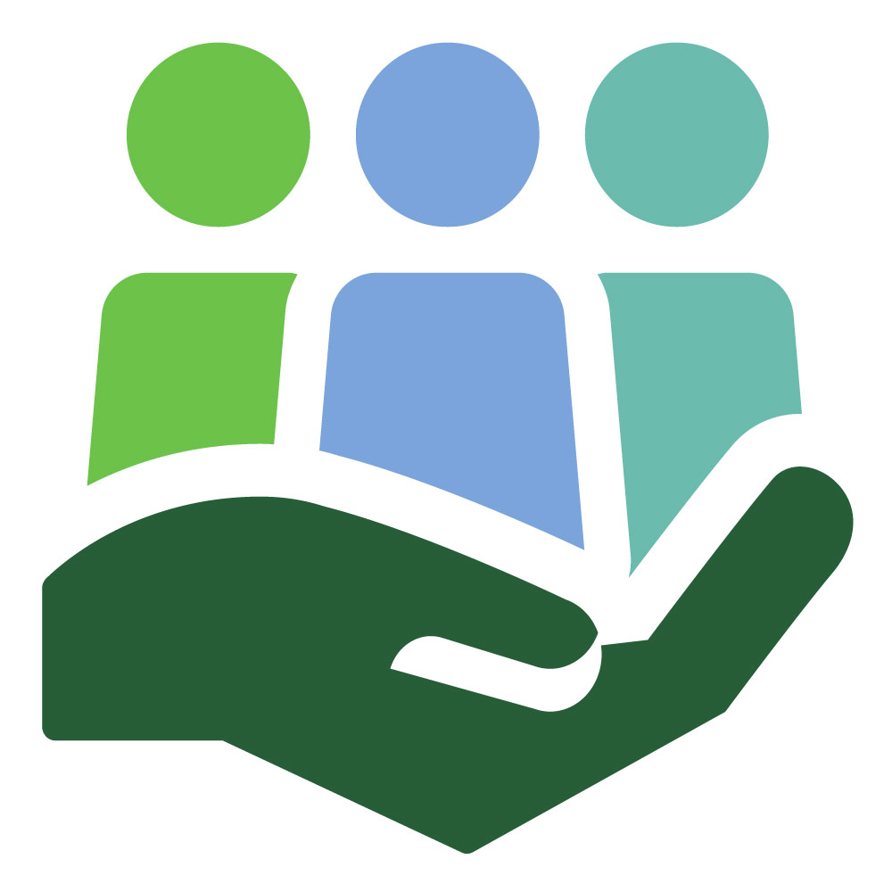 Icon for HR Services of a hand holding 3 people