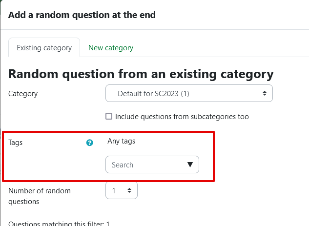 using tags to add random questions